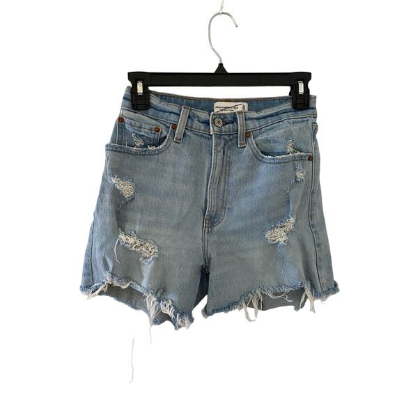 Abercrombie & Fitch High Rise 4” Short Curve Love 24 00 Cut Off Demin Jean EUC - Picture 1 of 7